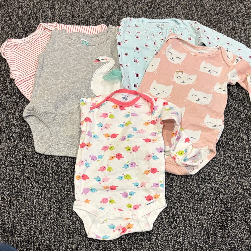Bundle of 5 Animal Print Bodysuit Onesies